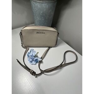 Michael Kors Jet Set Travel Small Crossbody Bag Beige Saffiano‎ Leather